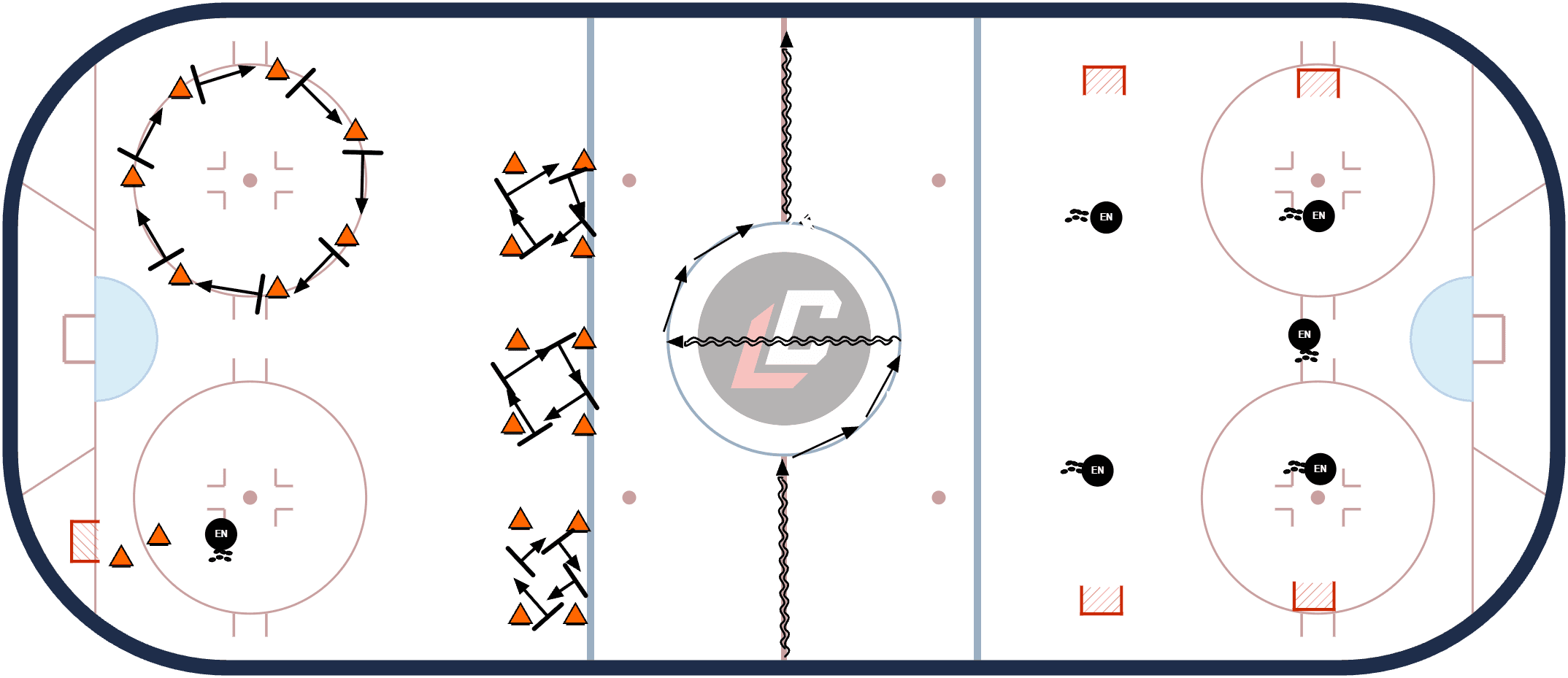 Hockey drill diagram: Goaltender Conditioning #1