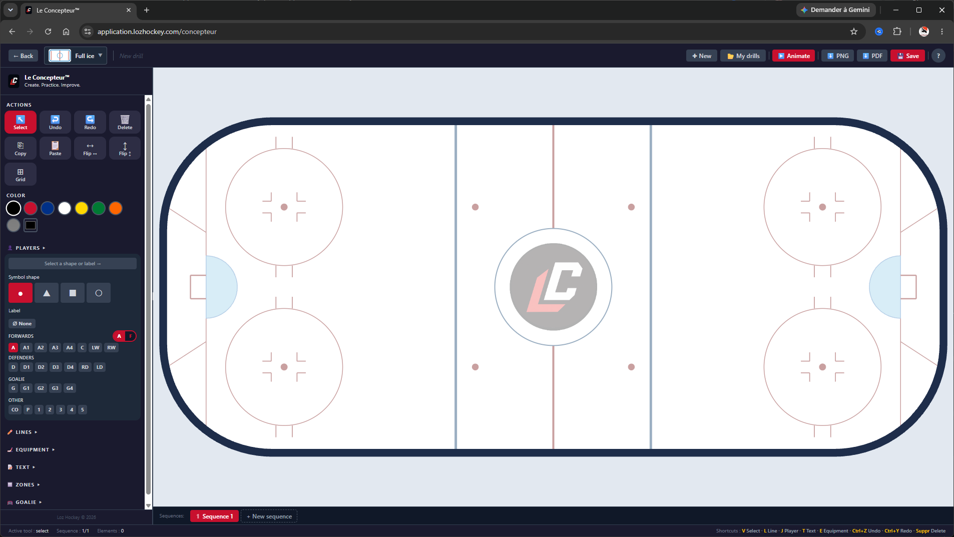 Visual hockey drill designer — draw on virtual rink
